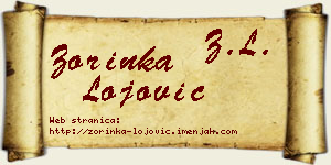 Zorinka Lojović vizit kartica